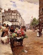 Louis Marie de Schryver Selling Flowers Elysee Germany oil painting artist